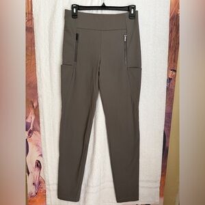Athleta Womens Pants Sz 2 Tall Shadow Gray Front Zip Leg Pockets Athletic